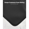 image:imageVEVOR Pot Holders Heat Resistant to 500F with Ribbed Soft AntiSlip Silicone Strips 100 Cotton 906 x 898 inch Hot Pads with 2 NoMarks Hooks Washable Pot Trivets for Kitchen amp Barbeque 2 PackBlack