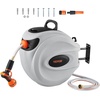 image:imageVEVOR Retractable Hose Reel 100 ft x 12 inch Garden Water Hose Reel with 9Pattern Nozzle amp Retractable Air Hose Reel 38 IN x 50 FT Hybrid Air Hose Max 300PSI