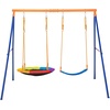 image:imageVEVOR Swing Sets for Backyard with 1 Saucer Swing Seat 2 Belt Swing Seats 600lbs Load Capacity Swing Set Heavy Duty AFrame Metal Swing Stand and Adjustable Rope Swingset Outdoor for Kids2Seat