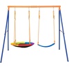 image:imageVEVOR Swing Sets for Backyard with 1 Saucer Swing Seat 2 Belt Swing Seats 600lbs Load Capacity Swing Set Heavy Duty AFrame Metal Swing Stand and Adjustable Rope Swingset Outdoor for KidsSaucer  1 Belt