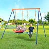 image:imageVEVOR Swing Sets for Backyard with 1 Saucer Swing Seat 2 Belt Swing Seats 600lbs Load Capacity Swing Set Heavy Duty AFrame Metal Swing Stand and Adjustable Rope Swingset Outdoor for Kids2Seat