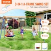 image:imageVEVOR Swing Sets for Backyard with 1 Saucer Swing Seat 2 Belt Swing Seats 600lbs Load Capacity Swing Set Heavy Duty AFrame Metal Swing Stand and Adjustable Rope Swingset Outdoor for KidsSaucer  2 Belt
