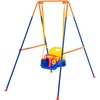 image:imageVEVOR Swing Sets for Backyard with 1 Saucer Swing Seat 2 Belt Swing Seats 600lbs Load Capacity Swing Set Heavy Duty AFrame Metal Swing Stand and Adjustable Rope Swingset Outdoor for KidsPlastic Seat with 4 Sandbags