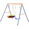 image:imageVEVOR Swing Sets for Backyard with 1 Saucer Swing Seat 2 Belt Swing Seats 600lbs Load Capacity Swing Set Heavy Duty AFrame Metal Swing Stand and Adjustable Rope Swingset Outdoor for Kids2Seat