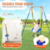 image:imageVEVOR Swing Sets for Backyard with 1 Saucer Swing Seat 2 Belt Swing Seats 600lbs Load Capacity Swing Set Heavy Duty AFrame Metal Swing Stand and Adjustable Rope Swingset Outdoor for KidsPlastic Seat with 4 Sandbags