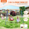 image:imageVEVOR Swing Sets for Backyard with 1 Saucer Swing Seat 2 Belt Swing Seats 600lbs Load Capacity Swing Set Heavy Duty AFrame Metal Swing Stand and Adjustable Rope Swingset Outdoor for KidsSaucer  1 Belt