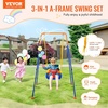 image:imageVEVOR Swing Sets for Backyard with 1 Saucer Swing Seat 2 Belt Swing Seats 600lbs Load Capacity Swing Set Heavy Duty AFrame Metal Swing Stand and Adjustable Rope Swingset Outdoor for KidsPlastic Seat with 4 Sandbags