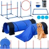 image:imageVEVOR Dog Agility Training Equipment Dog Agility Course Backyard Set with Adjustable High Hurdles6 Weave PolesTunnelJump RingPause BoxWhistleFoldable BowlStorage Bag Puppy Obstacle Course Kit13 Pcs Set