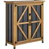 image:imageVEVOR Outdoor Storage Shed 3386 x 374 Wood amp Metal Garden Tool Shed with Lockable Doors amp Sloped Roof Waterproof Outside Storage Cabinet with Shelf amp Floor for Backyard Patio Lawn BlackBrown32Lx 13Wx 40H  Standard
