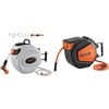 image:imageVEVOR Retractable Hose Reel 100 ft x 12 inch Garden Water Hose Reel with 9Pattern Nozzle amp Retractable Air Hose Reel 38 IN x 50 FT Hybrid Air Hose Max 300PSI