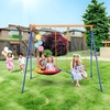 image:imageVEVOR Swing Sets for Backyard with 1 Saucer Swing Seat 2 Belt Swing Seats 600lbs Load Capacity Swing Set Heavy Duty AFrame Metal Swing Stand and Adjustable Rope Swingset Outdoor for KidsSaucer  1 Belt