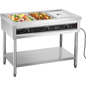 image:imageVEVOR 4Pan Commercial Food Warmer Electric Steam Table with Independent Temperature Control 450W x 4 Stainless Steel Buffet Catering Food Warmer with Undershelf and Workspace for Restaurant3x11Pan  72 Qt
