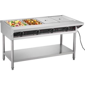 image:imageVEVOR 4Pan Commercial Food Warmer Electric Steam Table with Independent Temperature Control 450W x 4 Stainless Steel Buffet Catering Food Warmer with Undershelf and Workspace for Restaurant4x11Pan  96 Qt