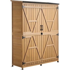image:imageVEVOR Outdoor Storage Shed 3386 x 374 Wood amp Metal Garden Tool Shed with Lockable Doors amp Sloped Roof Waterproof Outside Storage Cabinet with Shelf amp Floor for Backyard Patio Lawn BlackBrown50Lx 17Wx 64H  Standard