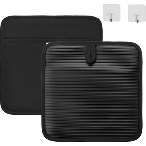 image:imageVEVOR Pot Holders Heat Resistant to 500F with Ribbed Soft AntiSlip Silicone Strips 100 Cotton 906 x 898 inch Hot Pads with 2 NoMarks Hooks Washable Pot Trivets for Kitchen amp Barbeque 2 PackBlack