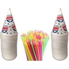 image:imageVEVOR 300W Ice Crusher 440LBSH with 100 Count 6oz Snow Cone Cups and 100 8 Neon Spoon Straws