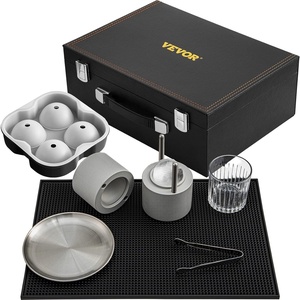 image:imageVEVOR Ice Ball Press Kit Anodized 7075 Aluminum wSilicone Moulds Large Mat Stainless Steel Tong amp Two Glasses Double Size Crystal Clear Rounds Whiskeys Cocktails on Parties amp Holidays Silver