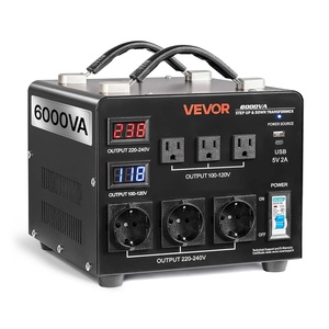image:imageVEVOR Voltage Auto Converter Transformer 6000VA Heavy Duty Step UpDown Power Transformer 110V to 220V and 220V to 110V with 3 US Outlets 3 EU Outlets LCD Display Circuit Breaker Protection