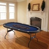 image:imageVEVOR 10 Player Poker Table Foldable Portable Folding Card Board Game Table Casino Leisure Table Blackjack Texas Holdem Table with Padded Rails and Stainless Steel Cup HoldersBlue 84 inBlue