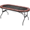 image:imageVEVOR 10 Player Poker Table Foldable Portable Folding Card Board Game Table Casino Leisure Table Blackjack Texas Holdem Table with Padded Rails and Stainless Steel Cup HoldersBlue 84 inBlackbrown