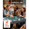 image:imageVEVOR 10 Player Poker Table Foldable Portable Folding Card Board Game Table Casino Leisure Table Blackjack Texas Holdem Table with Padded Rails and Stainless Steel Cup HoldersBlue 84 inGreen
