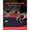 image:imageVEVOR 10 Player Poker Table Foldable Portable Folding Card Board Game Table Casino Leisure Table Blackjack Texas Holdem Table with Padded Rails and Stainless Steel Cup HoldersBlue 84 inRed