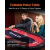 image:imageVEVOR 10 Player Poker Table Foldable Portable Folding Card Board Game Table Casino Leisure Table Blackjack Texas Holdem Table with Padded Rails and Stainless Steel Cup HoldersBlue 84 inRed