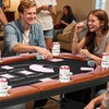 image:imageVEVOR 10 Player Poker Table Foldable Portable Folding Card Board Game Table Casino Leisure Table Blackjack Texas Holdem Table with Padded Rails and Stainless Steel Cup HoldersBlue 84 inBlackbrown