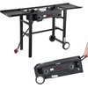 image:imageVEVOR 2 Burner Outdoor Propane Gas Stove 150000 BTU Propane LPG Gas Camping Stove Heavyduty Carbon Steel Outdoor Cooker with 2 Wheels amp 20 PSI Regulator amp Hose for BBQ Camp Home Patio BackyardBlack
