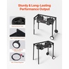 image:imageVEVOR 2 Burner Outdoor Propane Gas Stove 150000 BTU Propane LPG Gas Camping Stove Heavyduty Carbon Steel Outdoor Cooker with 2 Wheels amp 20 PSI Regulator amp Hose for BBQ Camp Home Patio BackyardBlack