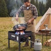 image:imageVEVOR 2 Burner Outdoor Propane Gas Stove 150000 BTU Propane LPG Gas Camping Stove Heavyduty Carbon Steel Outdoor Cooker with 2 Wheels amp 20 PSI Regulator amp Hose for BBQ Camp Home Patio BackyardBlack