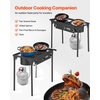 image:imageVEVOR 2 Burner Outdoor Propane Gas Stove 150000 BTU Propane LPG Gas Camping Stove Heavyduty Carbon Steel Outdoor Cooker with 2 Wheels amp 20 PSI Regulator amp Hose for BBQ Camp Home Patio BackyardBlack