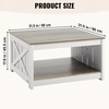 image:imageVEVOR 315 Farmhouse Coffee Table Square Coffee Table with Open Storage Compartment Wooden Rustic Cocktail Table for Living Room Bedroom Apartment Studio Grey amp WhiteWhite