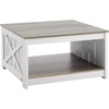 image:imageVEVOR 315 Farmhouse Coffee Table Square Coffee Table with Open Storage Compartment Wooden Rustic Cocktail Table for Living Room Bedroom Apartment Studio Grey amp WhiteWhite