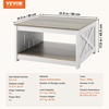 image:imageVEVOR 315 Farmhouse Coffee Table Square Coffee Table with Open Storage Compartment Wooden Rustic Cocktail Table for Living Room Bedroom Apartment Studio Grey amp WhiteWhite