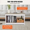 image:imageVEVOR 315 Farmhouse Coffee Table Square Coffee Table with Open Storage Compartment Wooden Rustic Cocktail Table for Living Room Bedroom Apartment Studio Grey amp WhiteWhite