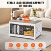 image:imageVEVOR 315 Farmhouse Coffee Table Square Coffee Table with Open Storage Compartment Wooden Rustic Cocktail Table for Living Room Bedroom Apartment Studio Grey amp WhiteWhite