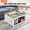 image:imageVEVOR 315 Farmhouse Coffee Table Square Coffee Table with Open Storage Compartment Wooden Rustic Cocktail Table for Living Room Bedroom Apartment Studio Grey amp WhiteWhite