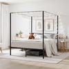 image:imageVEVOR Canopy Bed Frame Full Size Metal Canopy Bed with Four Posters Design Heavy Duty Steel Slats Support Underbed Storage Space No Box Spring Needed Easy Assembly BlackQueen