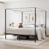 image:imageVEVOR Canopy Bed Frame Full Size Metal Canopy Bed with Four Posters Design Heavy Duty Steel Slats Support Underbed Storage Space No Box Spring Needed Easy Assembly BlackKing