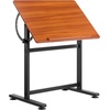 image:imageVEVOR Drafting Table Adjustable 090 Tilt Drawing Desk Portable Artist Table with Black HFrame and Brown Desktop Wooden Painting Desk Craft Workstation for Reading Writing Crafting Meeting
