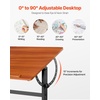 image:imageVEVOR Drafting Table Adjustable 090 Tilt Drawing Desk Portable Artist Table with Black HFrame and Brown Desktop Wooden Painting Desk Craft Workstation for Reading Writing Crafting Meeting