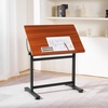 image:imageVEVOR Drafting Table Adjustable 090 Tilt Drawing Desk Portable Artist Table with Black HFrame and Brown Desktop Wooden Painting Desk Craft Workstation for Reading Writing Crafting Meeting