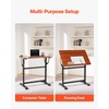 image:imageVEVOR Drafting Table Adjustable 090 Tilt Drawing Desk Portable Artist Table with Black HFrame and Brown Desktop Wooden Painting Desk Craft Workstation for Reading Writing Crafting Meeting