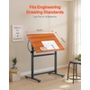 image:imageVEVOR Drafting Table Adjustable 090 Tilt Drawing Desk Portable Artist Table with Black HFrame and Brown Desktop Wooden Painting Desk Craft Workstation for Reading Writing Crafting Meeting