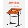 image:imageVEVOR Drafting Table Adjustable 090 Tilt Drawing Desk Portable Artist Table with Black HFrame and Brown Desktop Wooden Painting Desk Craft Workstation for Reading Writing Crafting Meeting