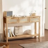 image:imageVEVOR Rattan Console Table with 3 Storage Drawers Rattan Entryway Table with Natural Rattan Sliding Door Console Sofa Table for Living Room Study Entryway Or TV Wall Natural3 Drawers
