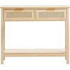 image:imageVEVOR Rattan Console Table with 3 Storage Drawers Rattan Entryway Table with Natural Rattan Sliding Door Console Sofa Table for Living Room Study Entryway Or TV Wall Natural2 DrawersRectangular