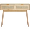 image:imageVEVOR Rattan Console Table with 3 Storage Drawers Rattan Entryway Table with Natural Rattan Sliding Door Console Sofa Table for Living Room Study Entryway Or TV Wall Natural2 Drawers