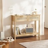 image:imageVEVOR Rattan Console Table with 3 Storage Drawers Rattan Entryway Table with Natural Rattan Sliding Door Console Sofa Table for Living Room Study Entryway Or TV Wall Natural2 DrawersRectangular